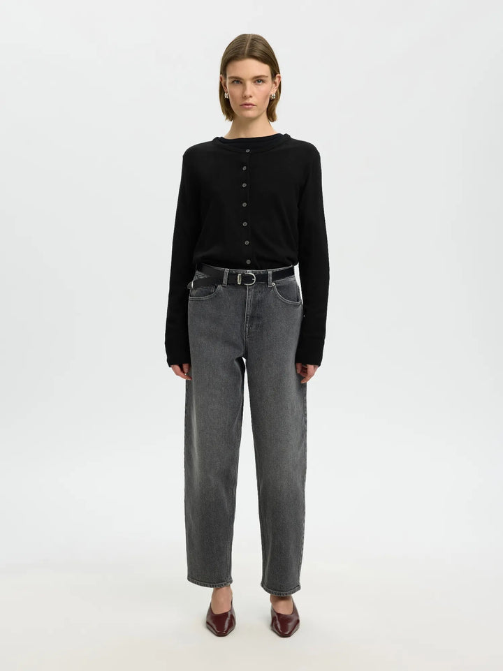 Thea Ls Knit Merino Cardigan Black | Genser | Smuk