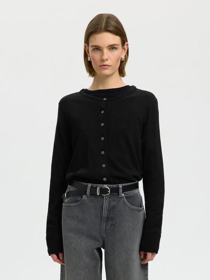 Thea Ls Knit Merino Cardigan Black | Genser | Smuk