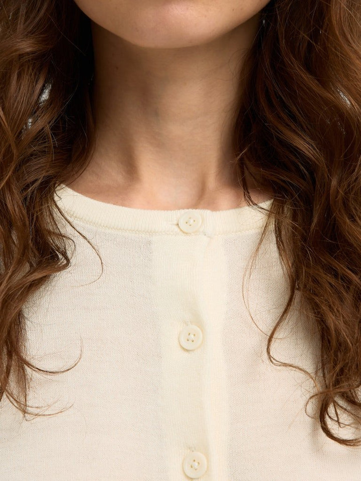Thea Ls Knit Merino Cardigan Egret | Genser | Smuk