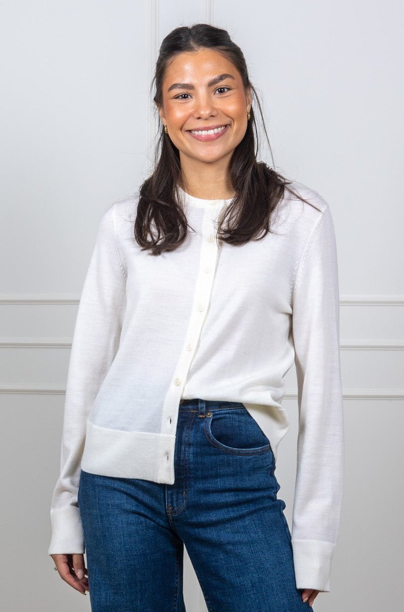Thea Ls Knit Merino Cardigan Egret | Genser | Smuk