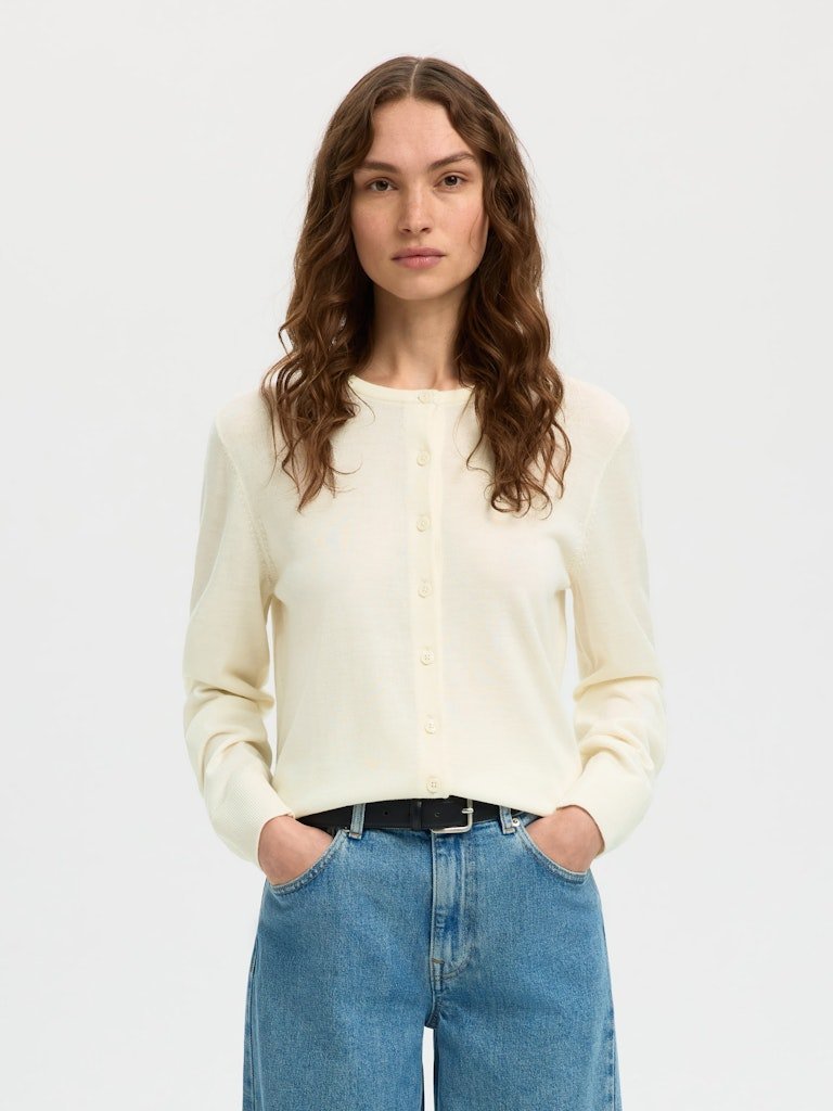 Thea Ls Knit Merino Cardigan Egret | Genser | Smuk