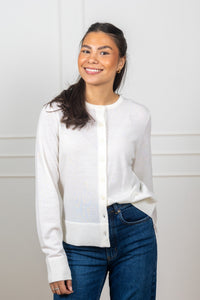 Thea Ls Knit Merino Cardigan Egret