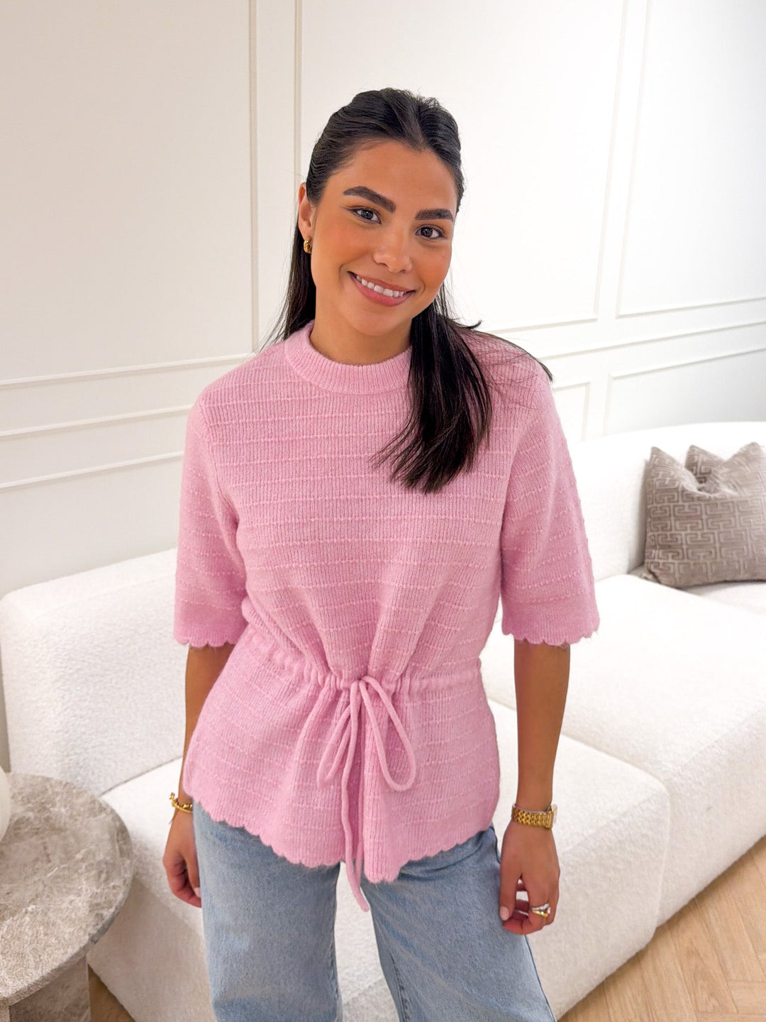 Thellis Ss Knit Pullover Pink Lady | Genser | Smuk