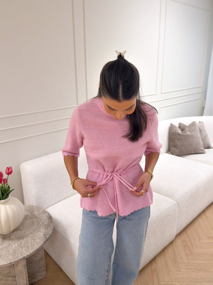 Thellis Ss Knit Pullover Pink Lady | Genser | Smuk