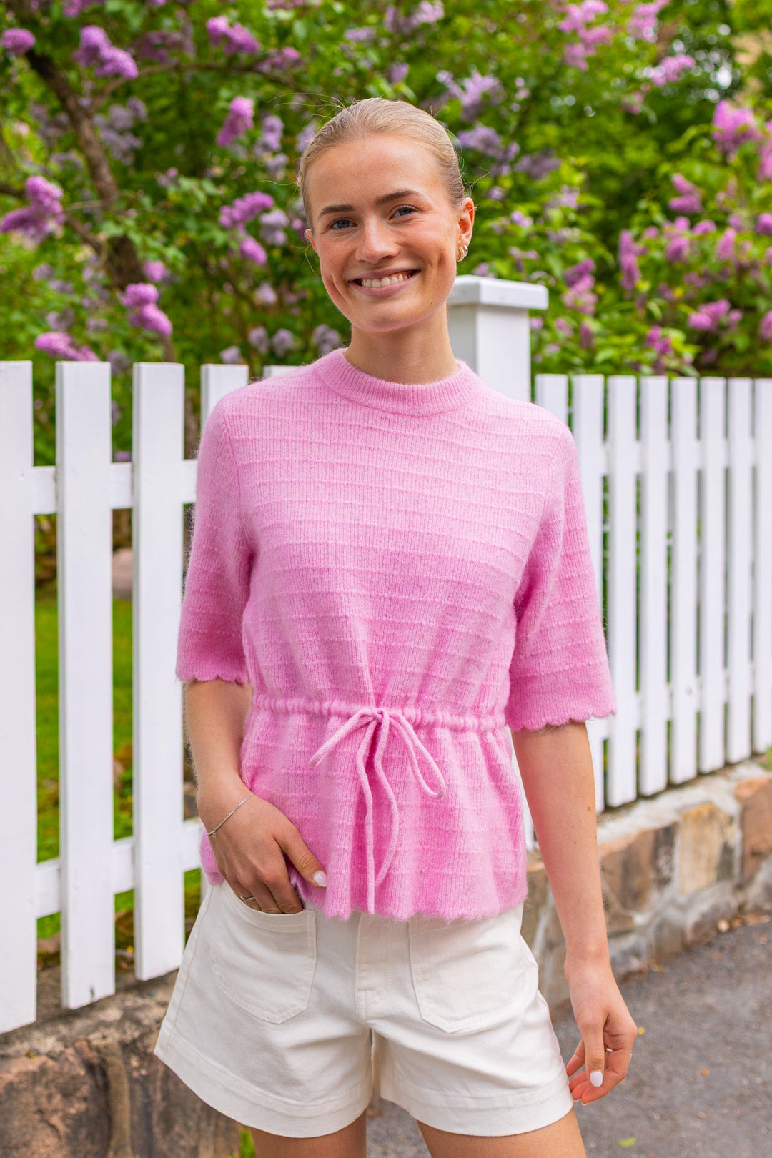 Thellis Ss Knit Pullover Pink Lady | Genser | Smuk