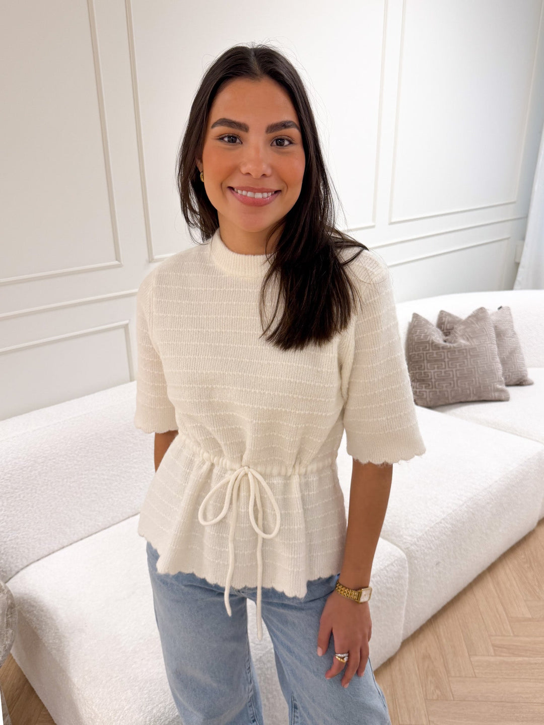 Thellis Ss Knit Pullover Star White | Genser | Smuk