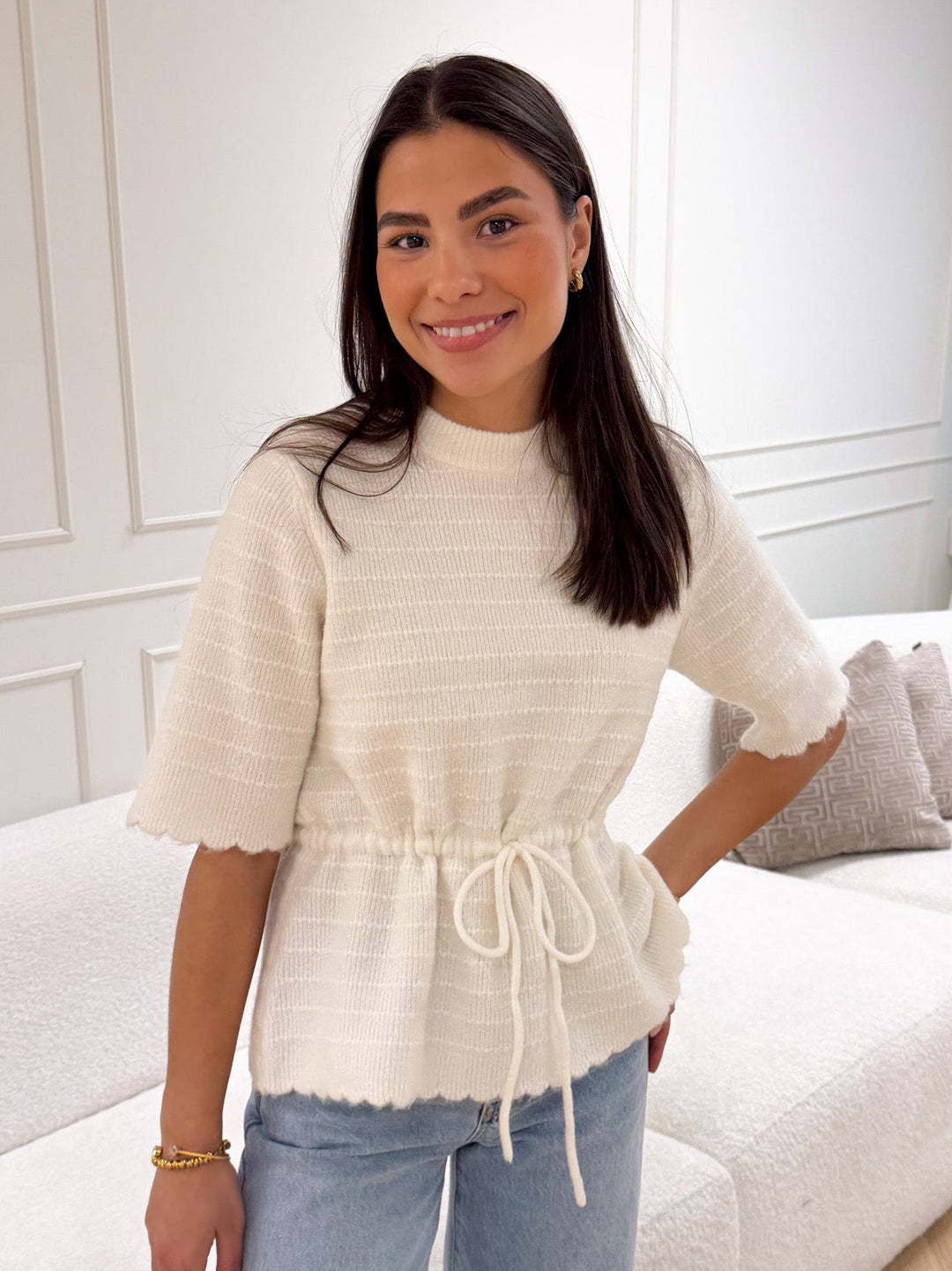 Thellis Ss Knit Pullover Star White | Genser | Smuk