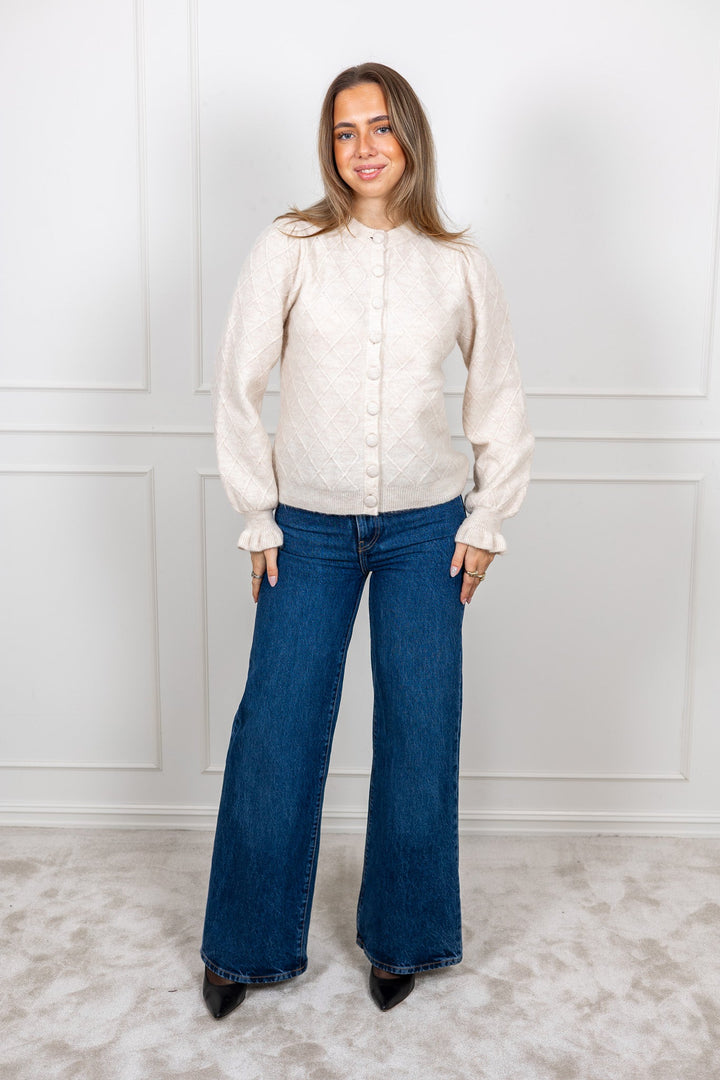 Thelma Ls Wool Blend Knit Cardigan Birch | Genser | Smuk - Dameklær på nett