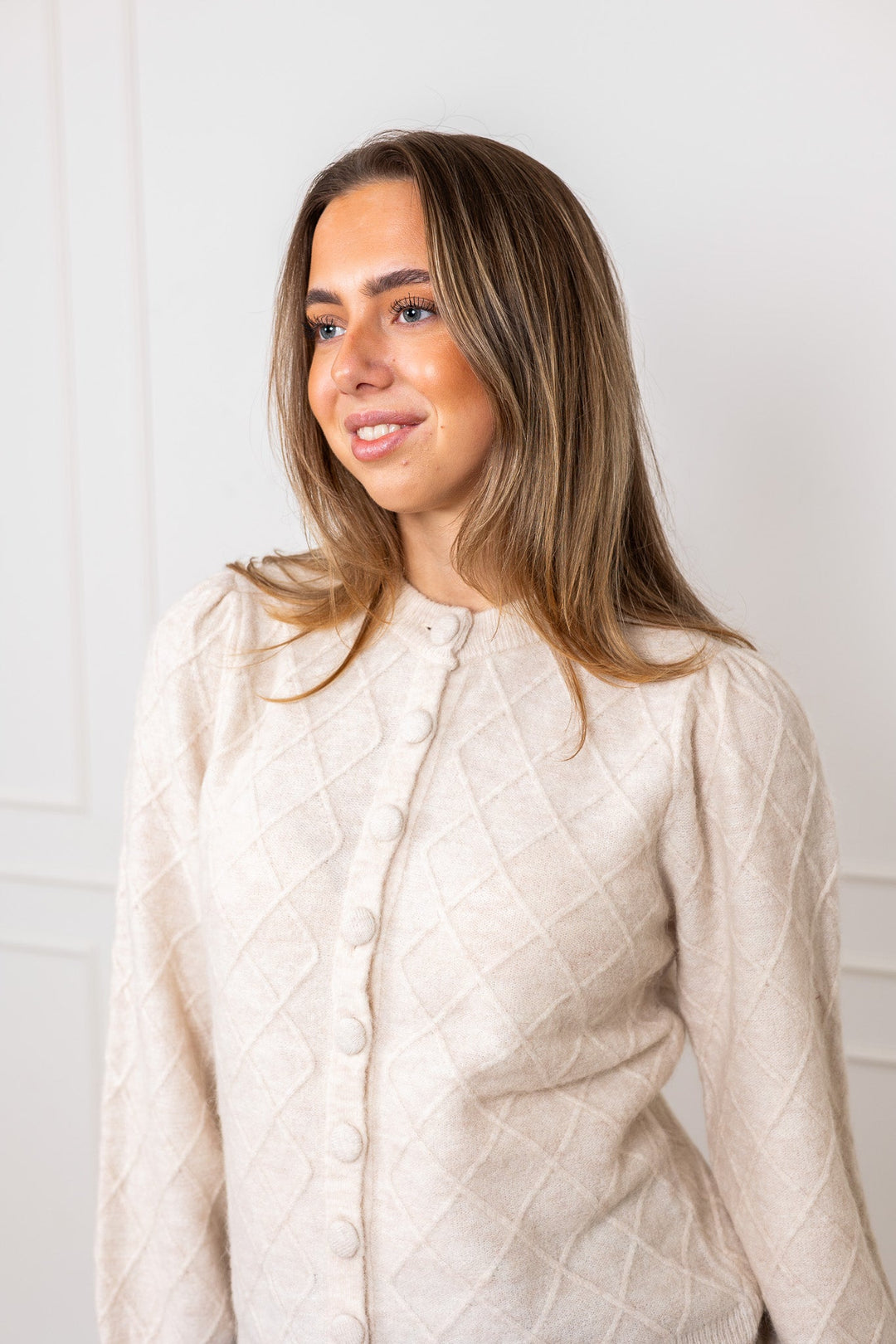 Thelma Ls Wool Blend Knit Cardigan Birch | Genser | Smuk - Dameklær på nett