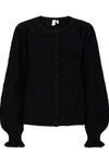Thelma Ls Wool Blend Knit Cardigan Black
