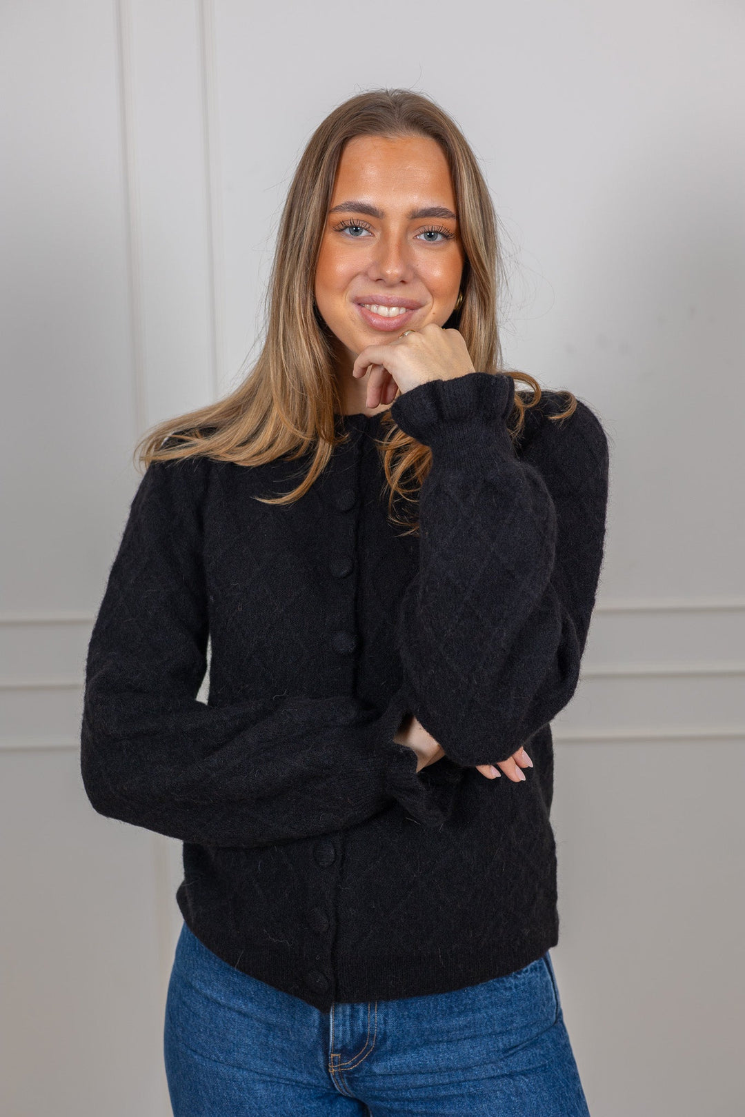 Thelma Ls Wool Blend Knit Cardigan Black | Genser | Smuk - Dameklær på nett