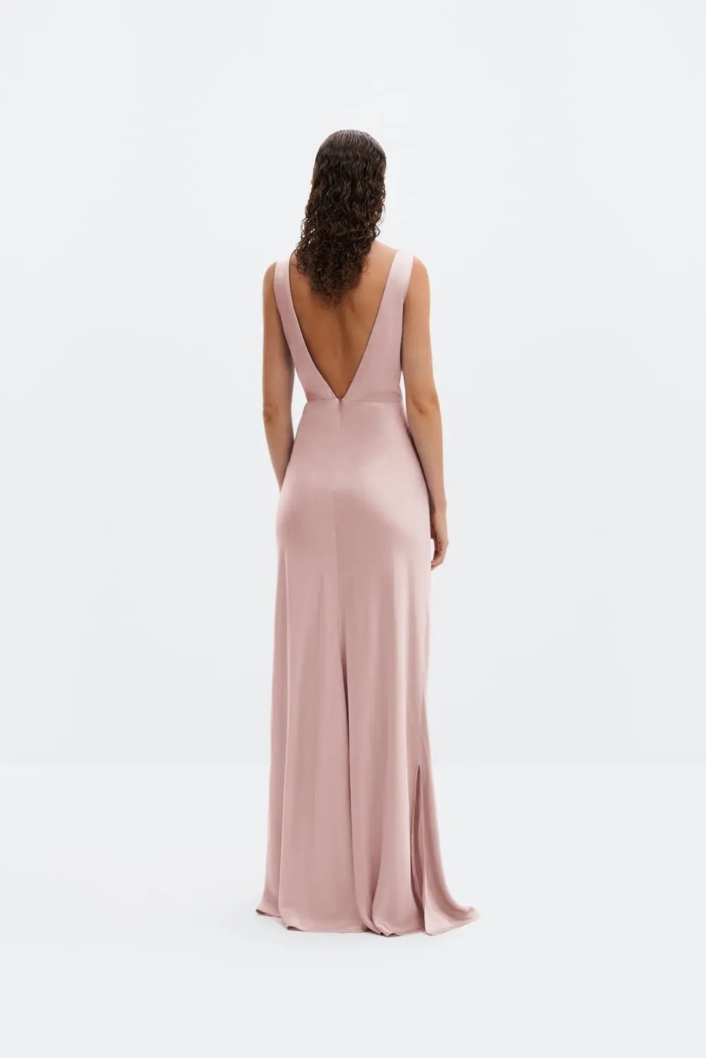 Thelma Open Back Satin Maxi Dress Blush | Kjoler | Smuk