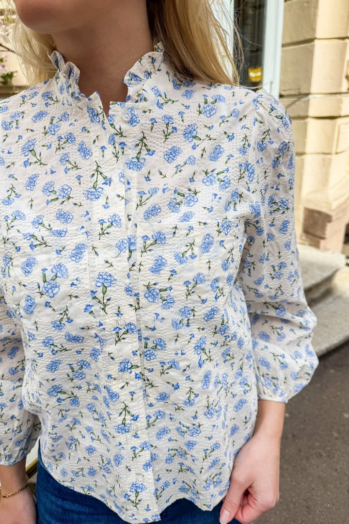 Tiffany Shirt White/Blue | Skjorter og bluser | Smuk - Dameklær på nett