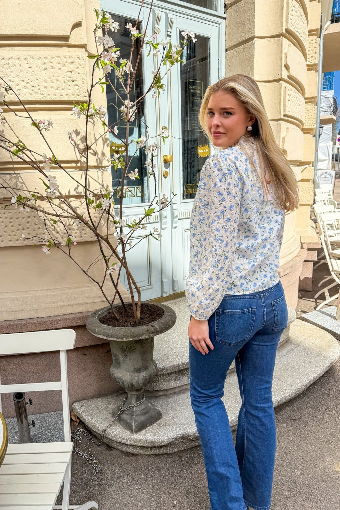 Tiffany Shirt White/Blue | Skjorter og bluser | Smuk - Dameklær på nett