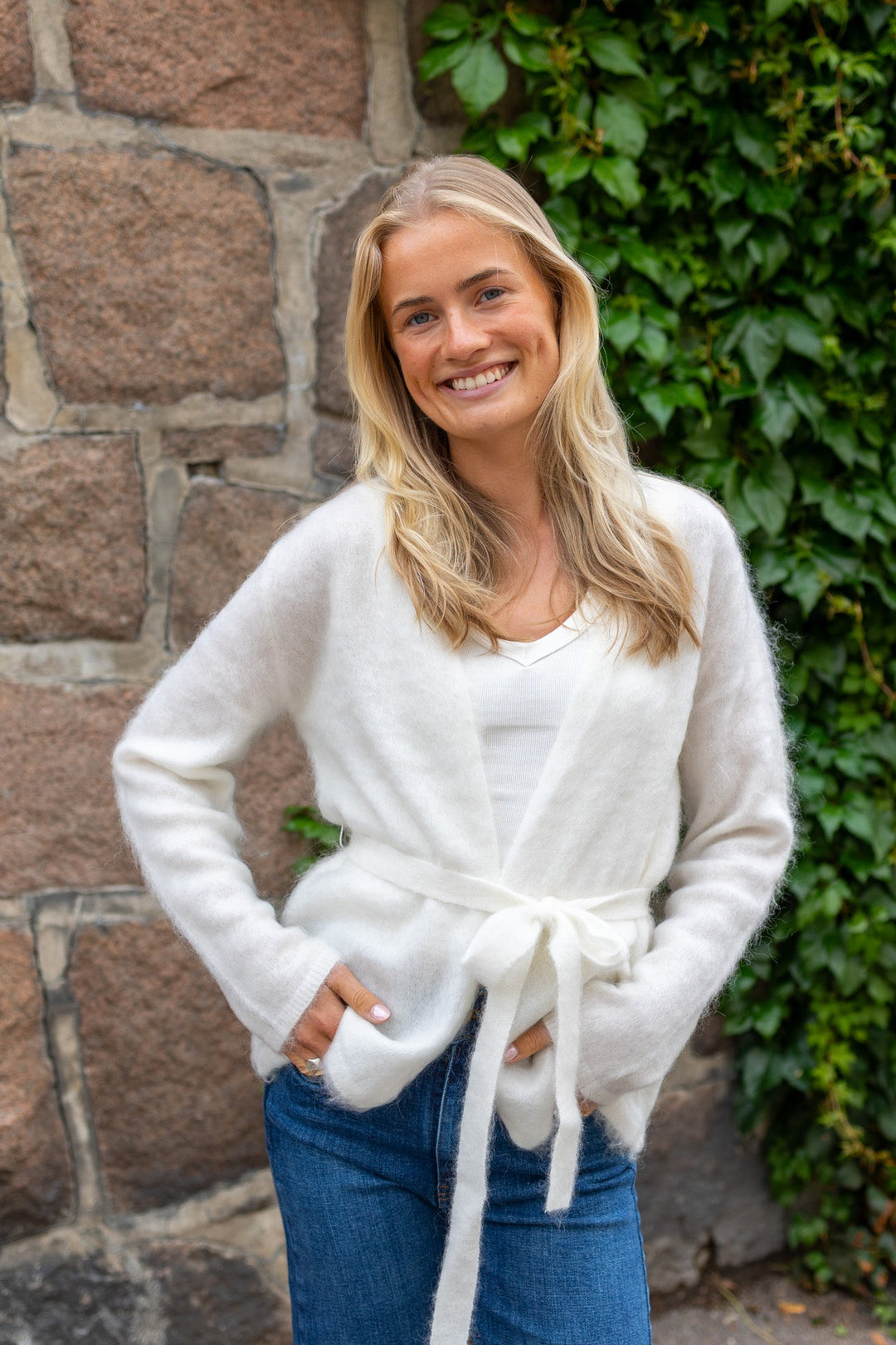 Tilde Ls Belt Knit Cardigan Star White | Genser | Smuk