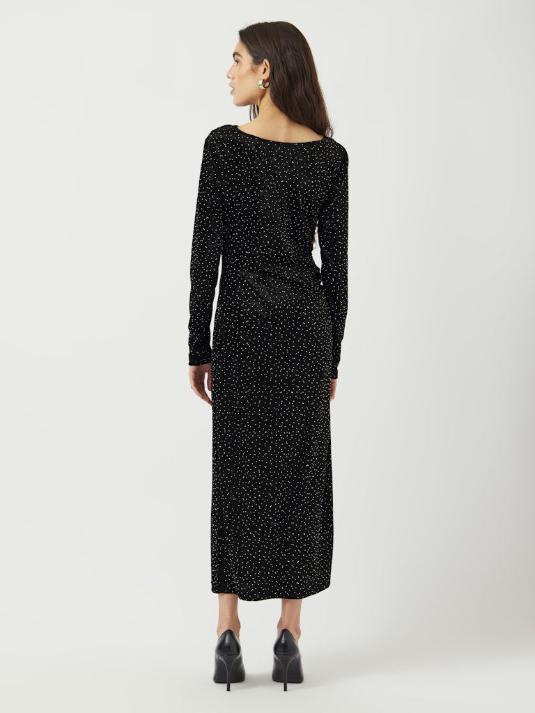 Tillia Ls Velvet Long Dress Black W Rhinestones | Kjoler | Smuk - Dameklær på nett