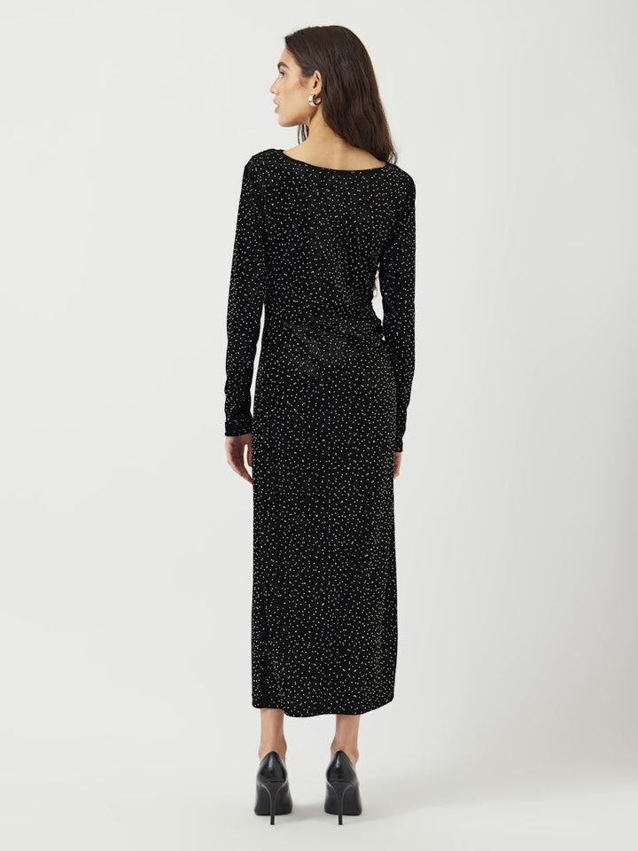 Tillia Ls Velvet Long Dress Black W Rhinestones | Kjoler | Smuk - Dameklær på nett