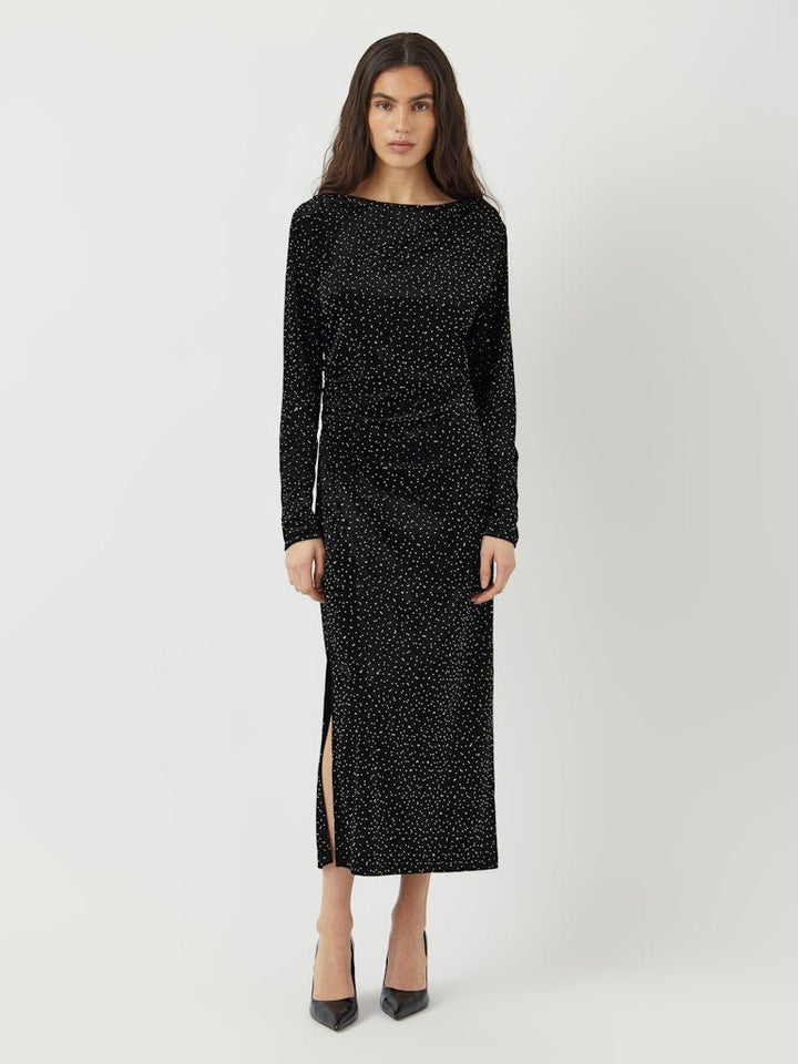 Tillia Ls Velvet Long Dress Black W Rhinestones | Kjoler | Smuk - Dameklær på nett