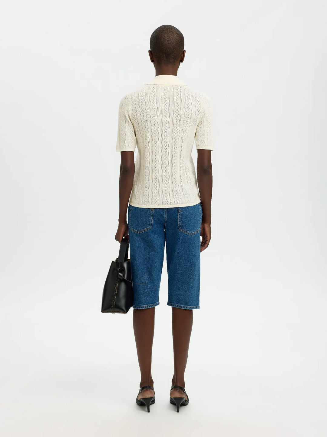 Toledo Structure 2/4 Knit Polo Neck Snow White | Genser | Smuk
