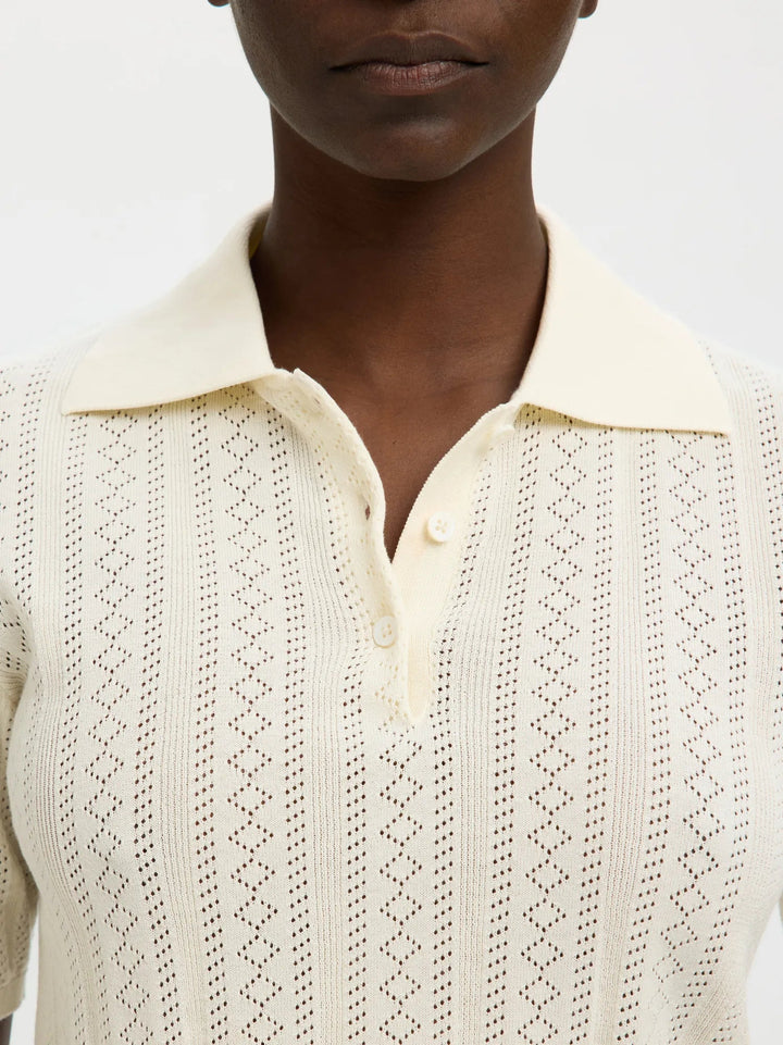 Toledo Structure 2/4 Knit Polo Neck Snow White | Genser | Smuk