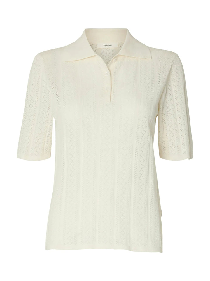 Toledo Structure 2/4 Knit Polo Neck Snow White | Genser | Smuk