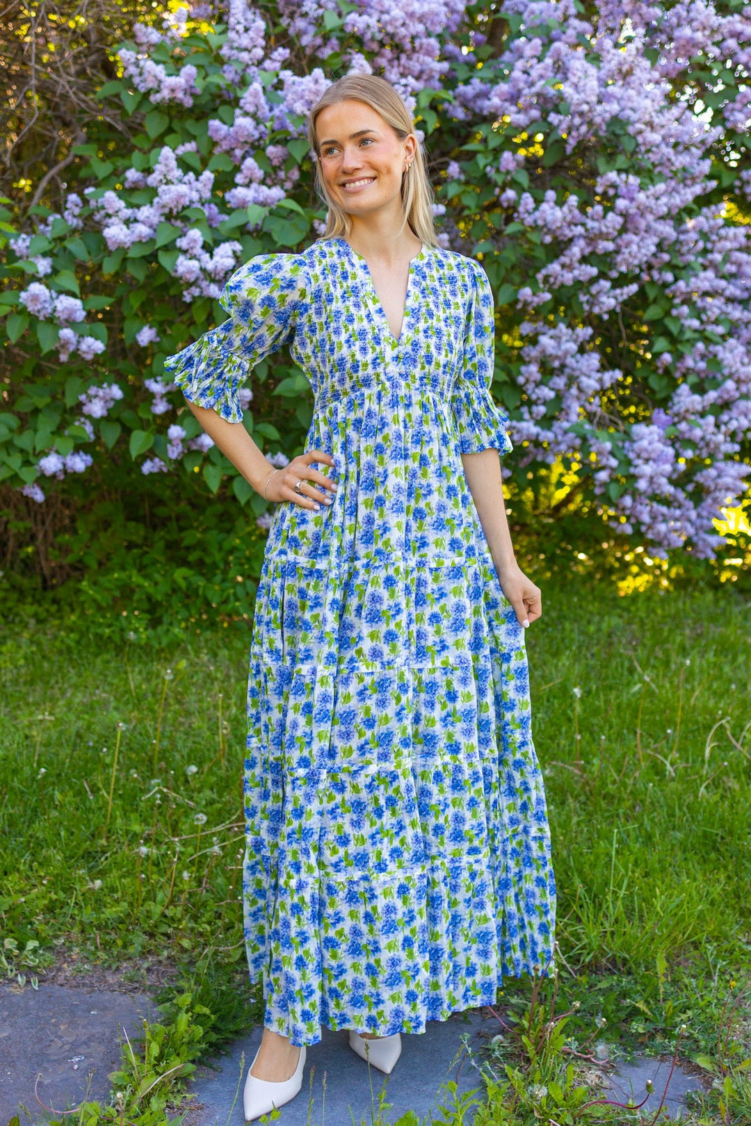 Twisted Maxi Dress Peonies | Kjoler | Smuk