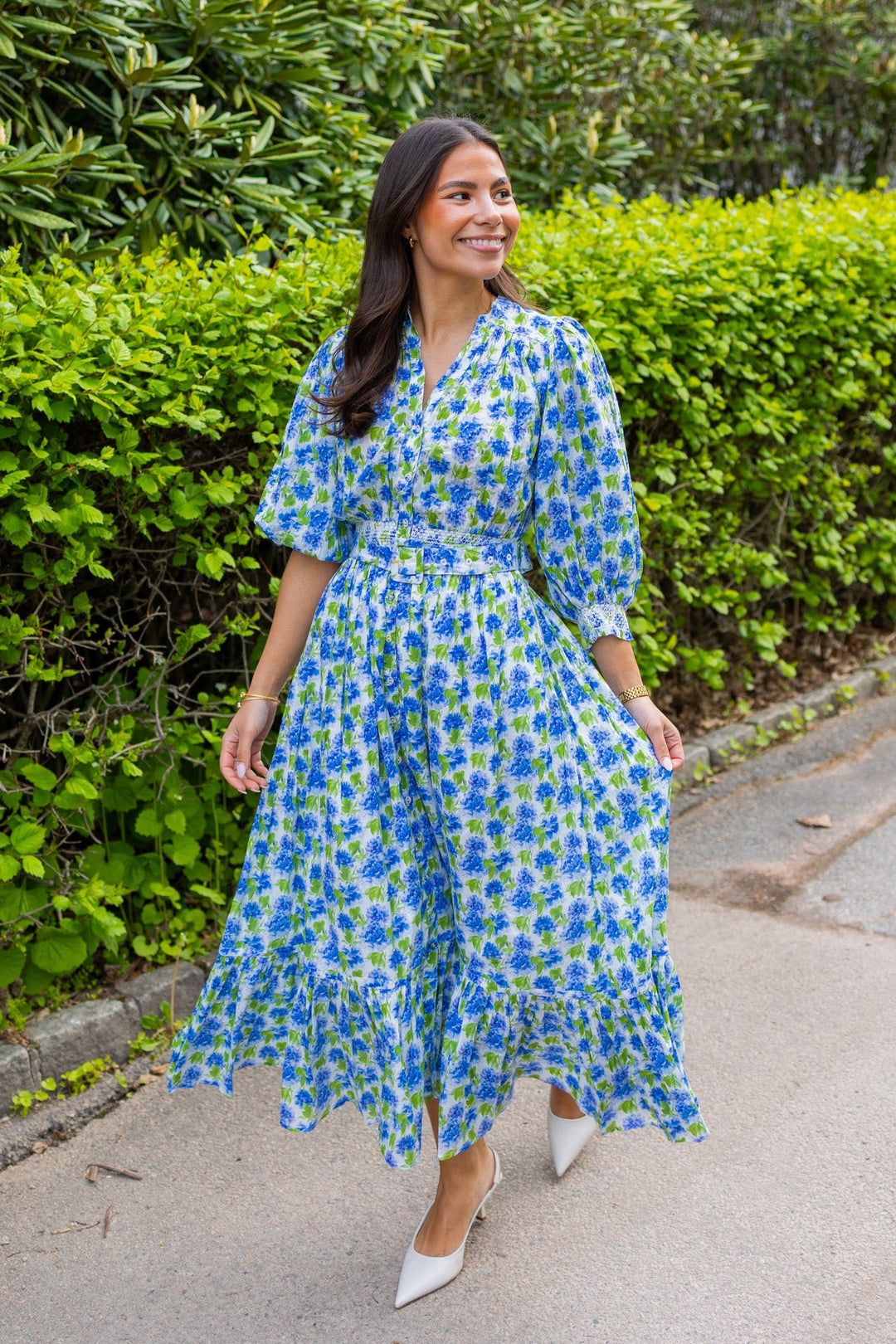 Twisted Midi Dress Peonies | Kjoler | Smuk
