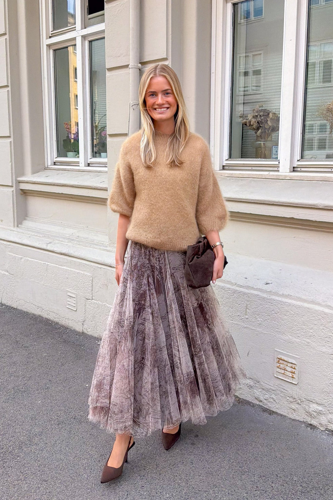 Tyll Print Midi Skirt Choco | Skjørt | Smuk
