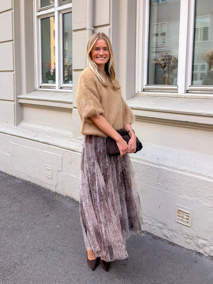 Tyll Print Midi Skirt Choco | Skjørt | Smuk