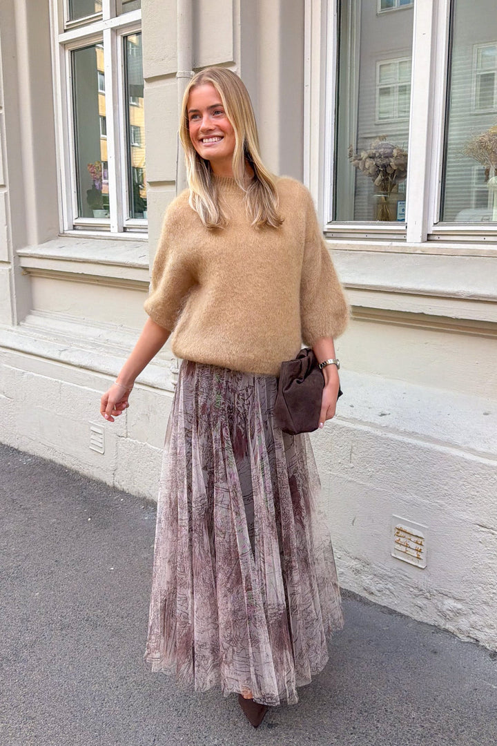 Tyll Print Midi Skirt Choco | Skjørt | Smuk