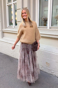 Tyll Print Midi Skirt Choco