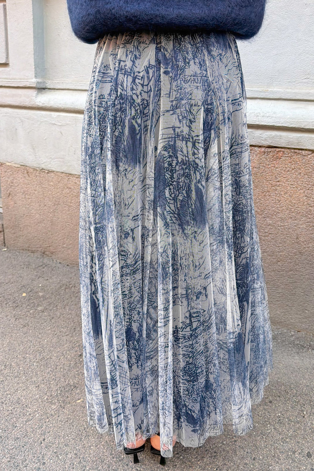 Tyll Print Midi Skirt Navy | Skjørt | Smuk