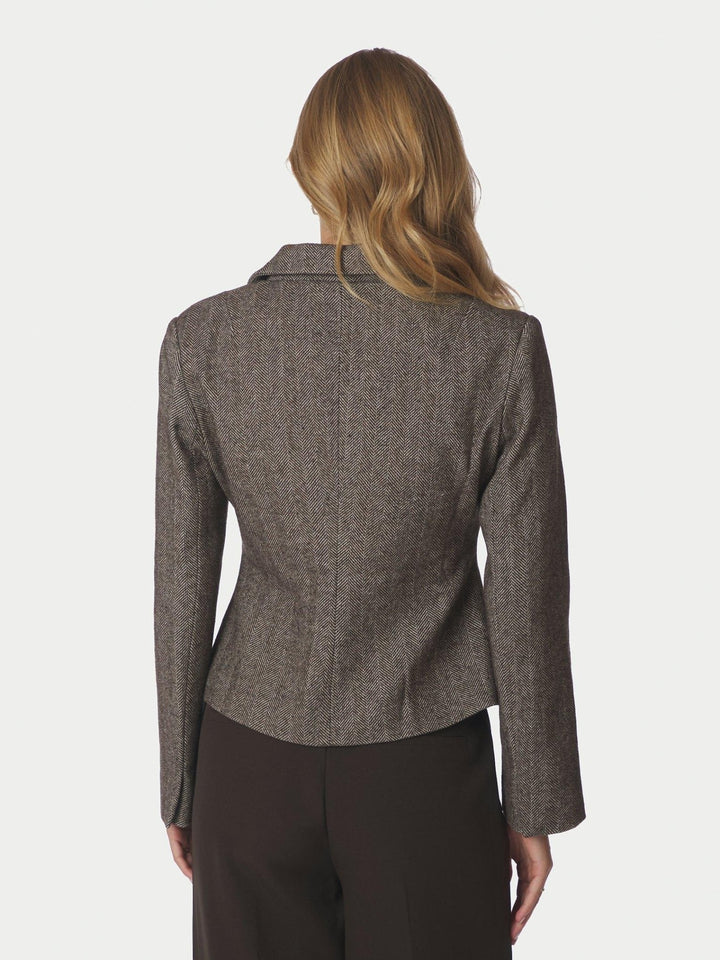 Valia Herringbone S Blazer Dark Brown | Blazer | Smuk