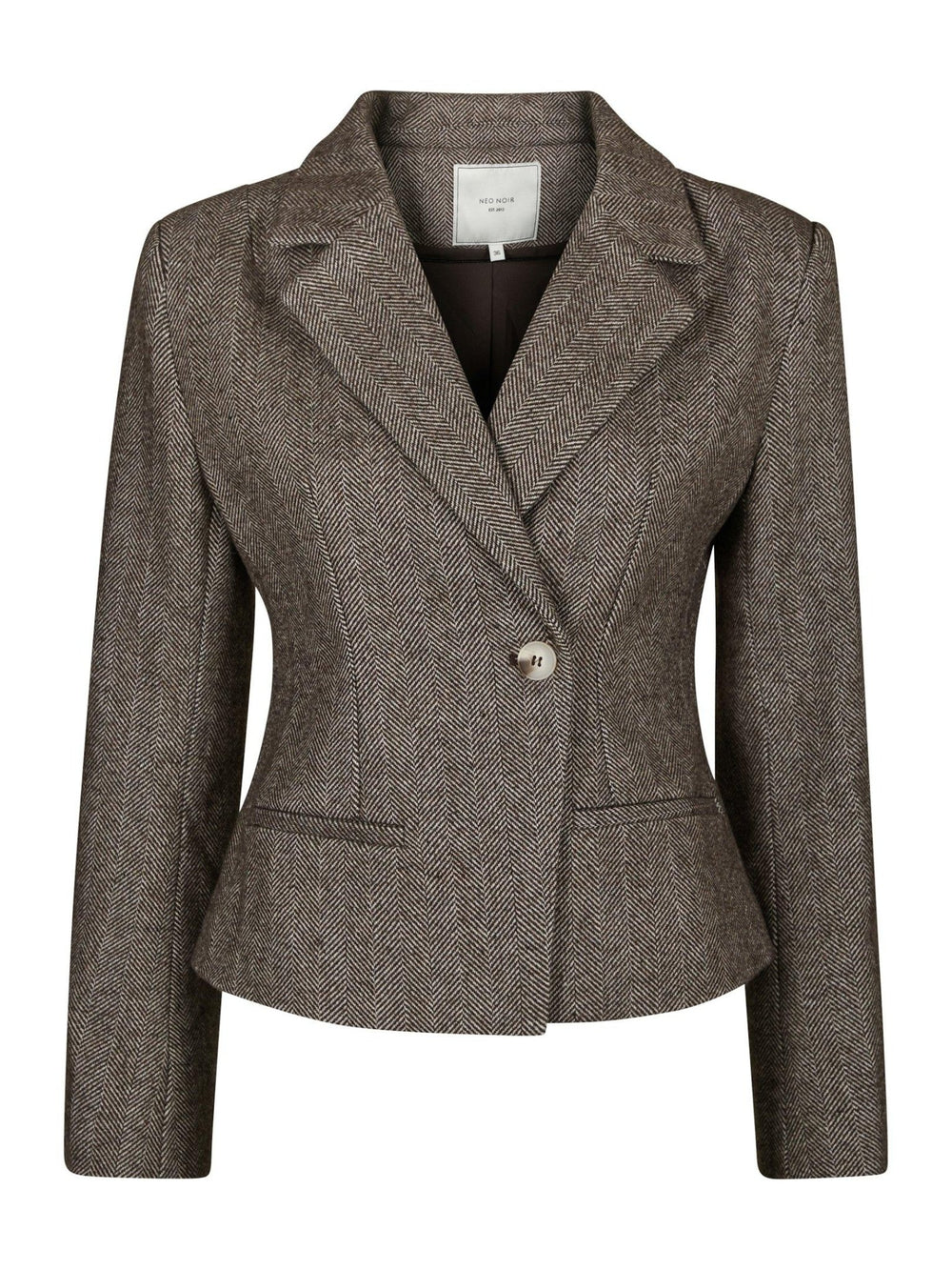 Valia Herringbone S Blazer Dark Brown | Blazer | Smuk