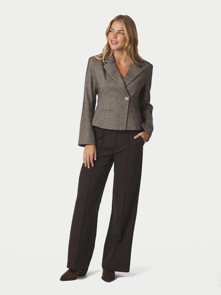 Valia Herringbone S Blazer Dark Brown | Blazer | Smuk