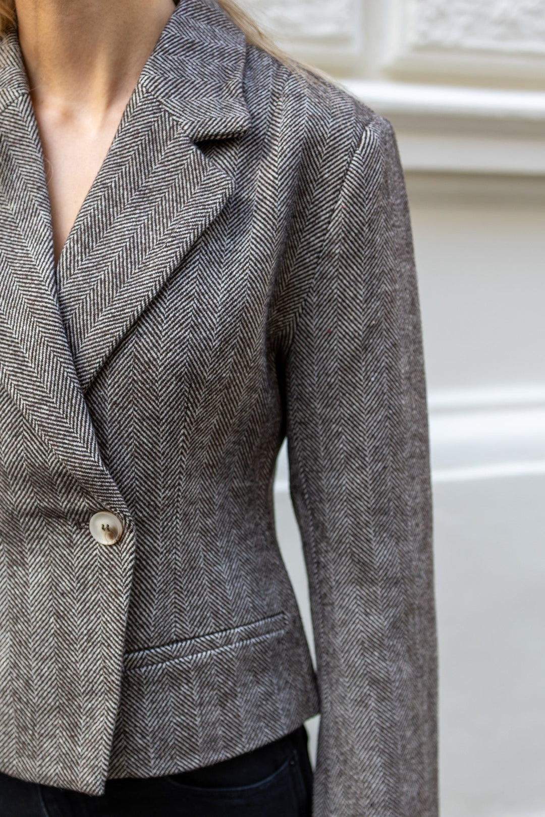 Valia Herringbone S Blazer Dark Brown | Blazer | Smuk