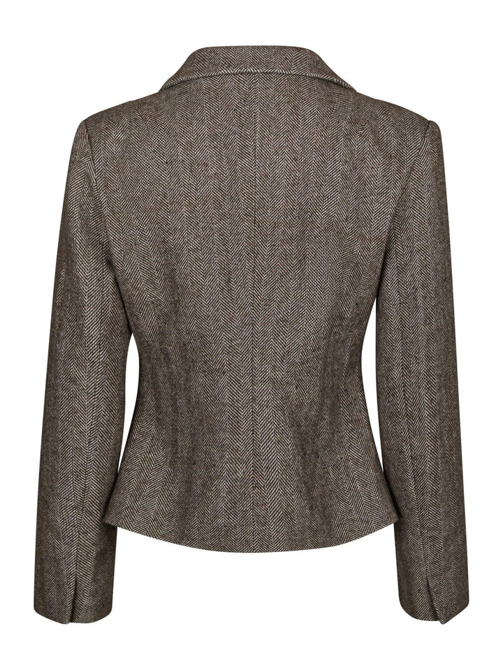 Valia Herringbone S Blazer Dark Brown | Blazer | Smuk