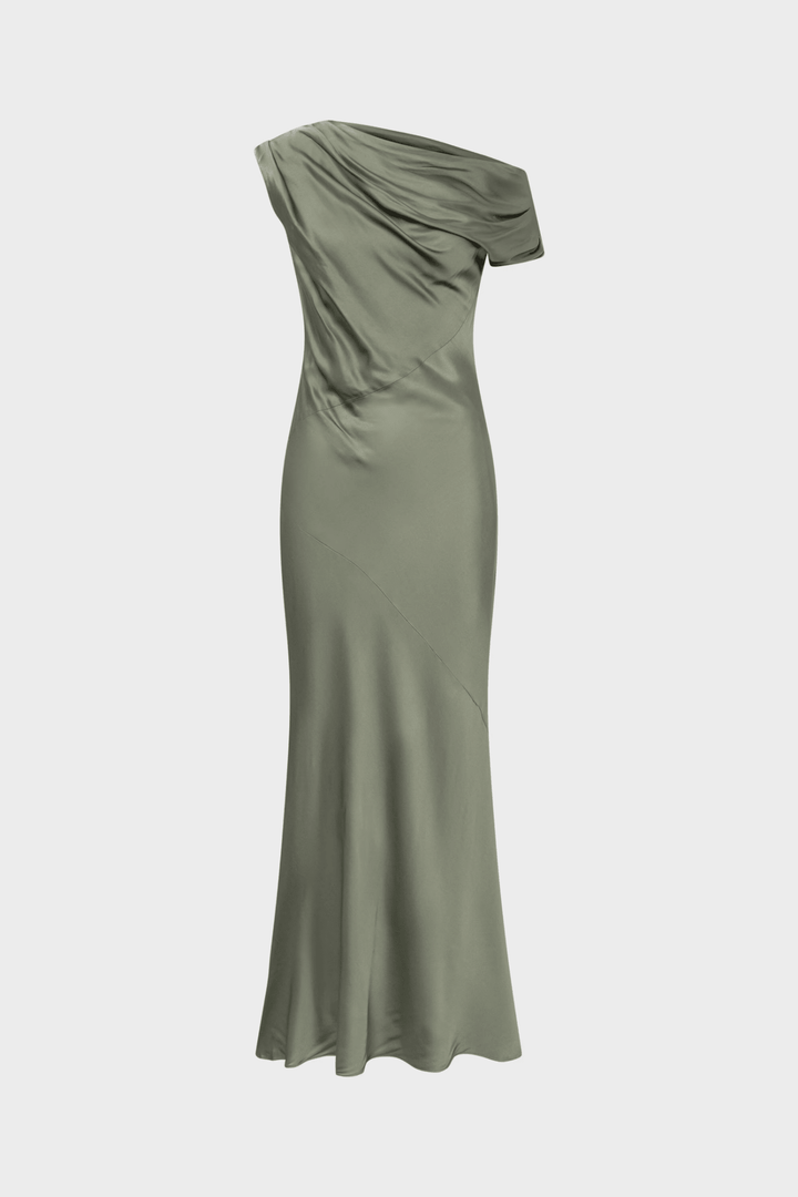 Vanessa Satin Dress Agave Green | Kjoler | Smuk