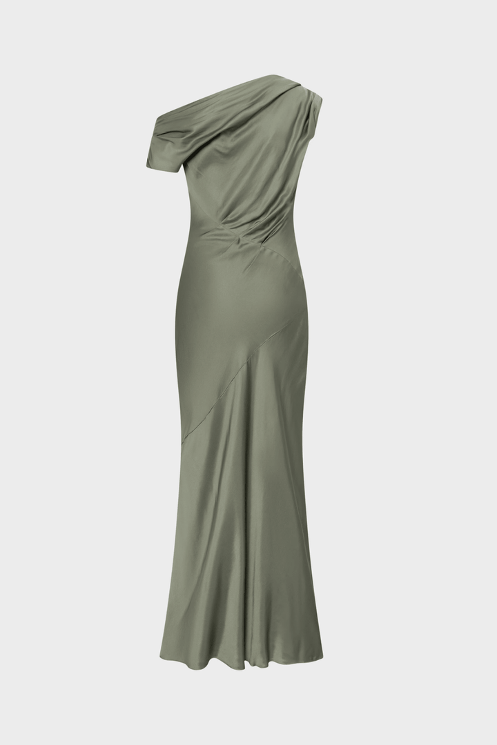 Vanessa Satin Dress Agave Green | Kjoler | Smuk