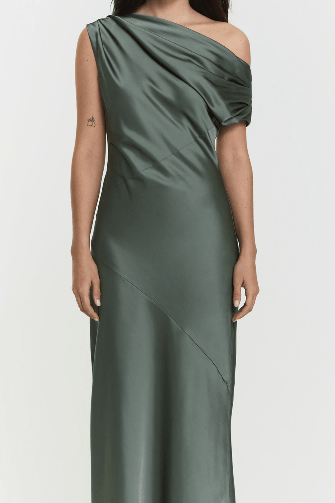 Vanessa Satin Dress Agave Green | Kjoler | Smuk