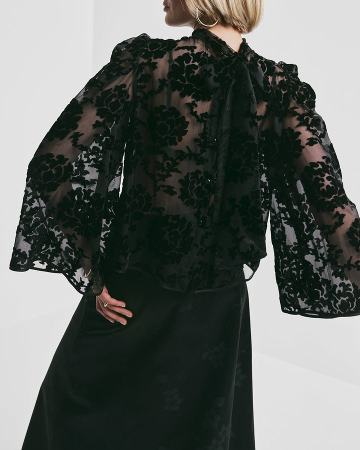 Velvet Flared Top Black | Topper | Smuk - Dameklær på nett