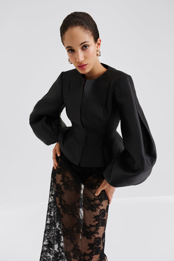 Vendela Balloon Sleeve Blouse Black | Skjorter og bluser | Smuk - Dameklær på nett