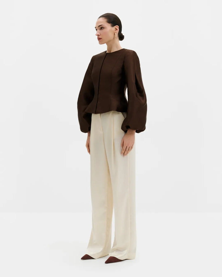 Vendela Balloon Sleeve Blouse Dark Brown | Skjorter og bluser | Smuk