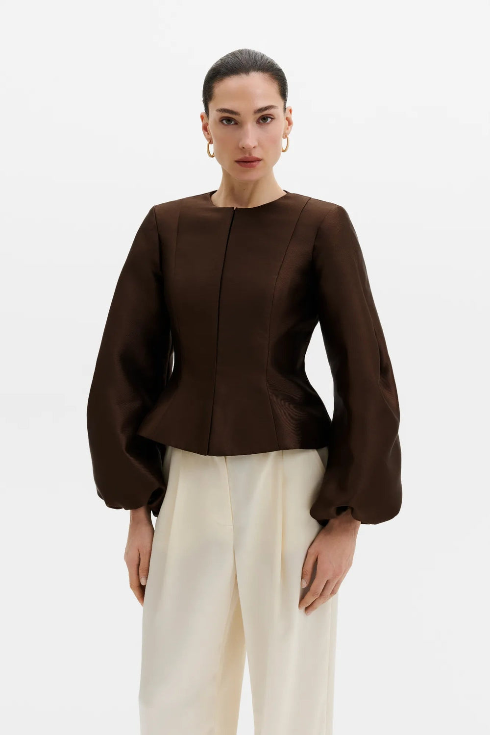 Vendela Balloon Sleeve Blouse Dark Brown | Skjorter og bluser | Smuk