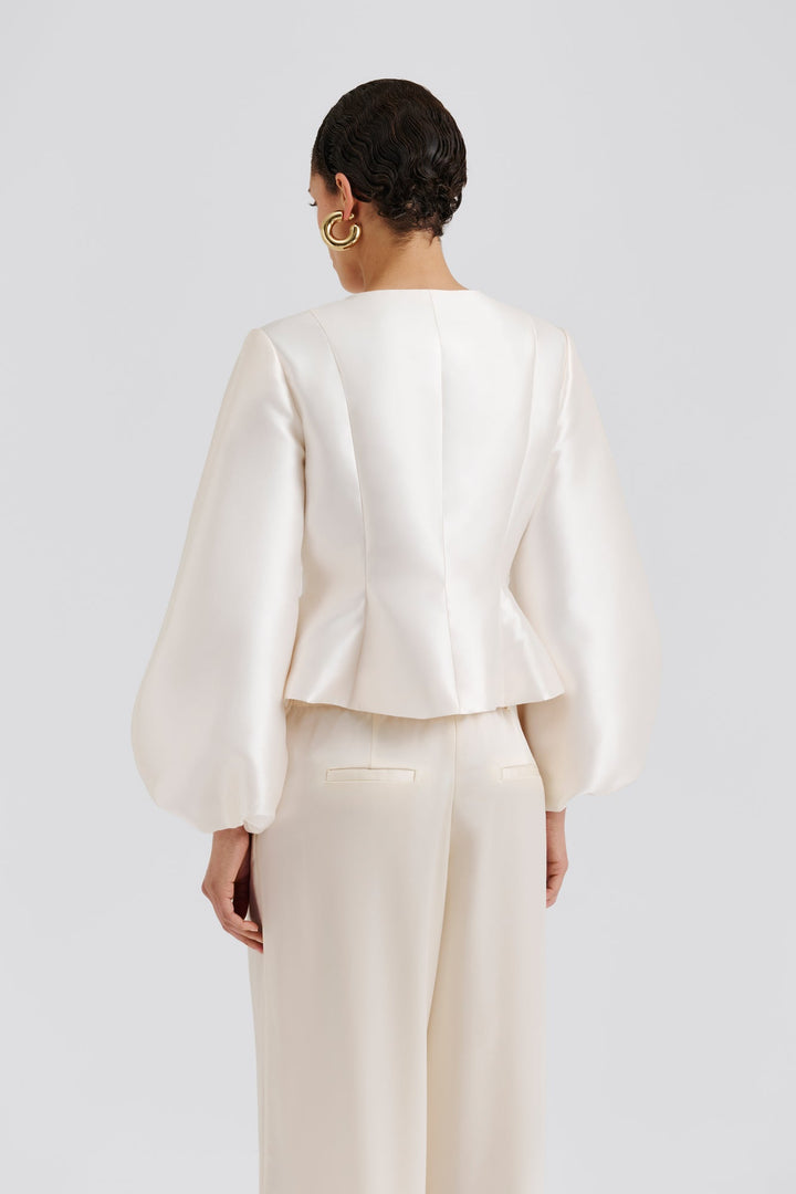 Vendela Balloon Sleeve Blouse Ivory | Skjorter og bluser | Smuk - Dameklær på nett