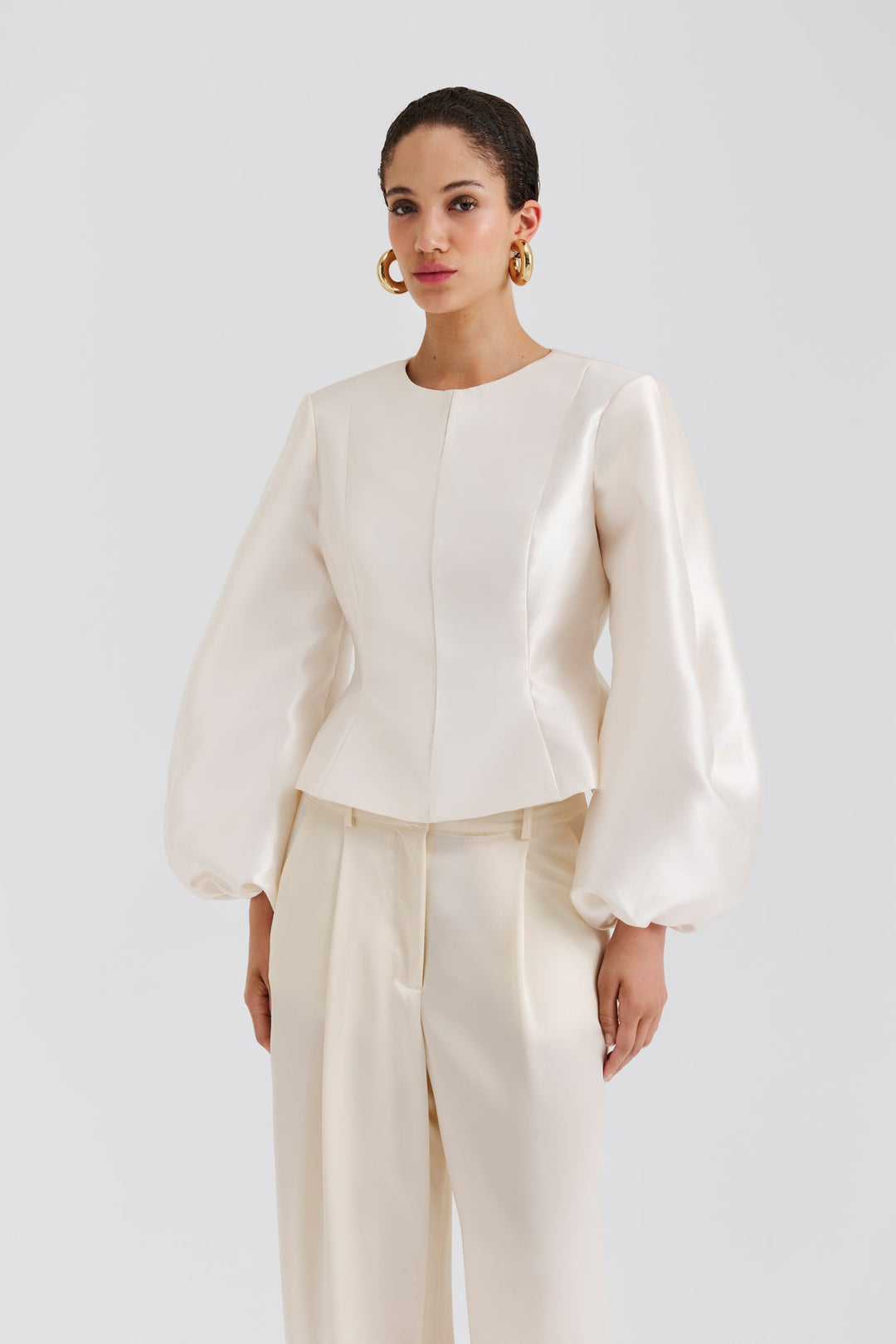 Vendela Balloon Sleeve Blouse Ivory | Skjorter og bluser | Smuk - Dameklær på nett