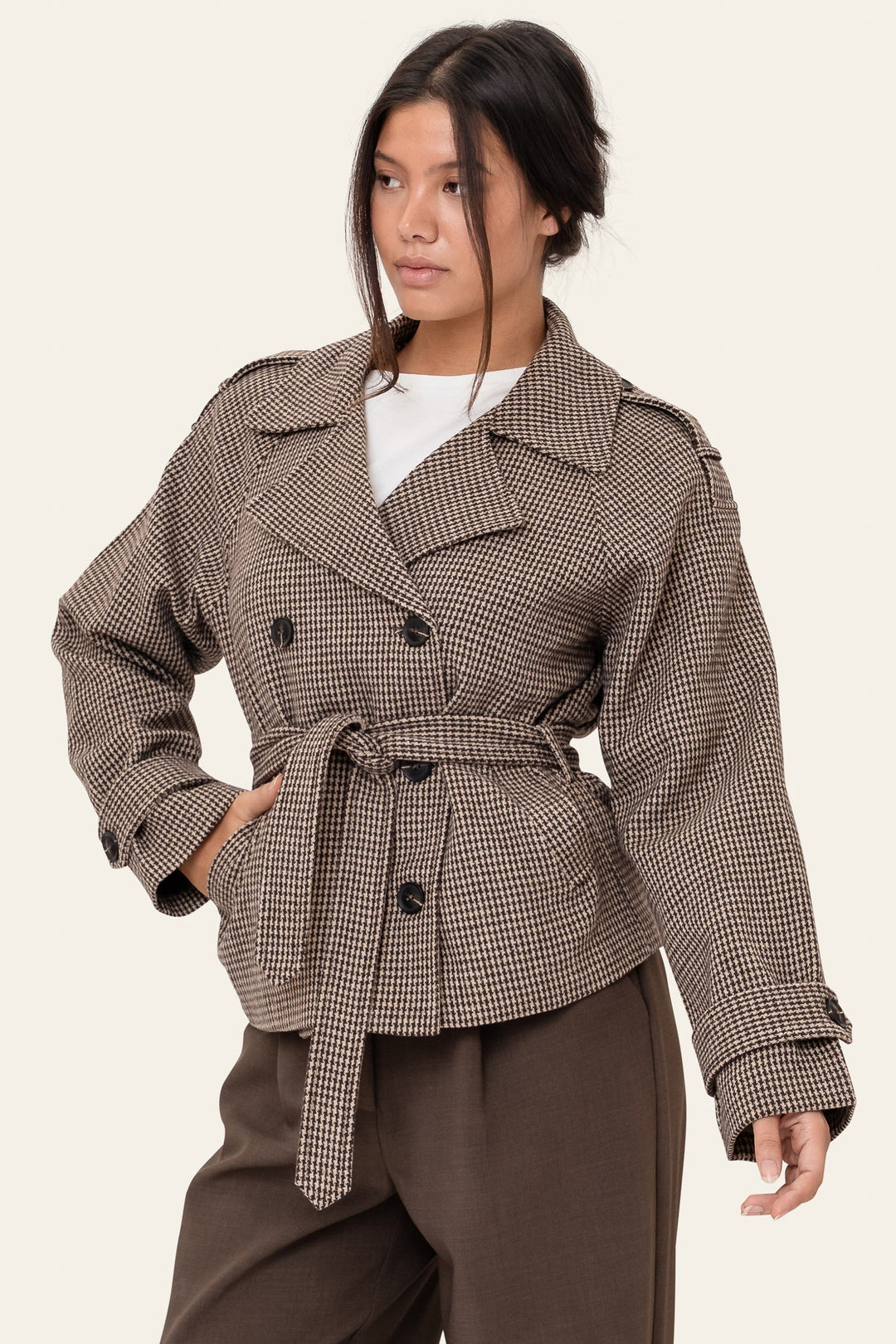 Vera Trenchcoat Brown Checks | Yttertøy | Smuk
