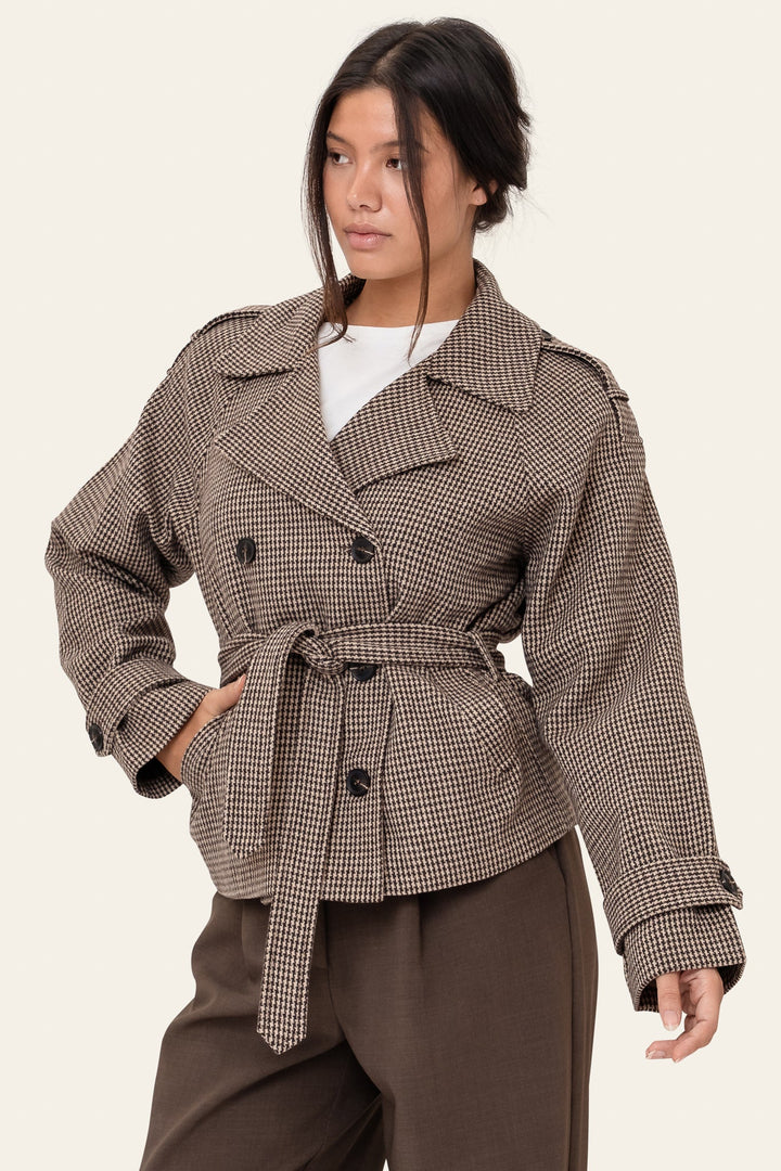 Vera Trenchcoat Brown Checks | Yttertøy | Smuk