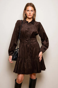 Vicky Dress Dark Mocha Corduroy