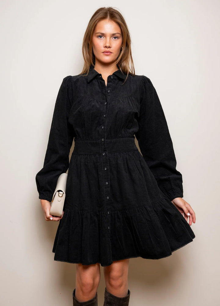 Vicky Dress Oil Black Corduroy | Kjoler | Smuk - Dameklær på nett